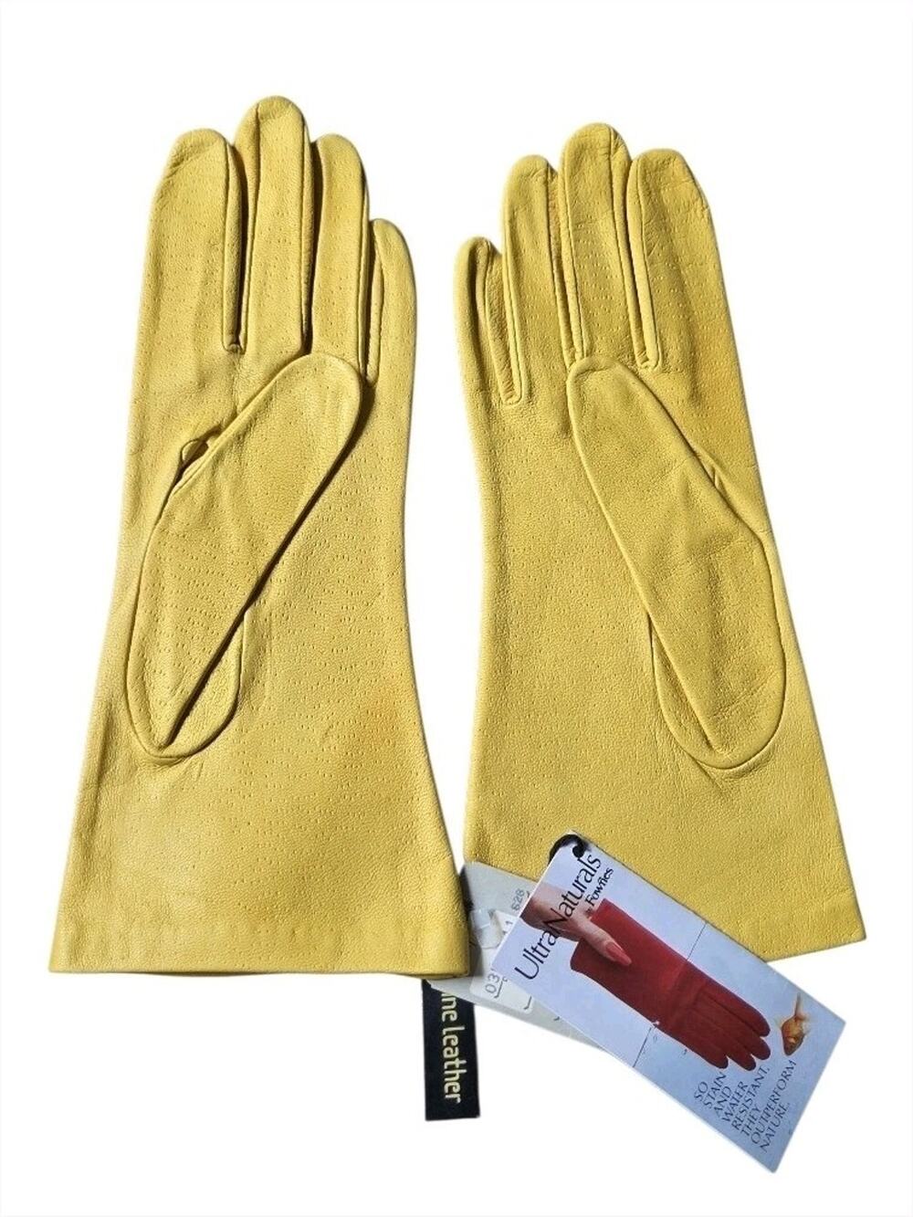 NOS VTG Frownes Yellow Leather Dress Gloves Women's Size 7 Soft Leather Retro
